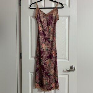 VTG Y2K floral slip dress with lace trim - small